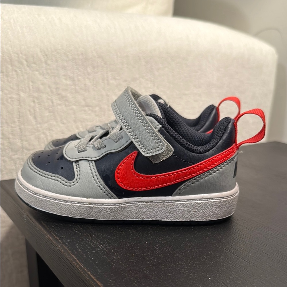 Nike Kids' Court Borough Navy, Grey and Red Sneakers - 7C